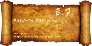 Balás Füzike névjegykártya